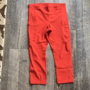 Lululemon running crops w/pockets orange size 8